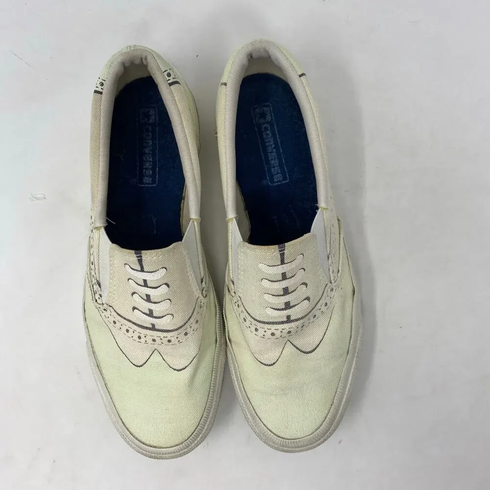 Converse Slip On Wingtip Canvas Sneakers Cream Men's 6.5